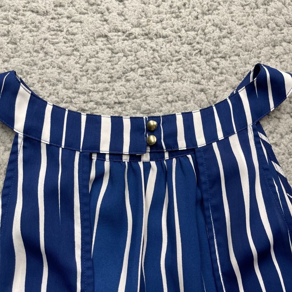 Banana Republic Blouse Top Womens 4 Blue White Striped Sleeveless Keyhole Back - Picture 6 of 7